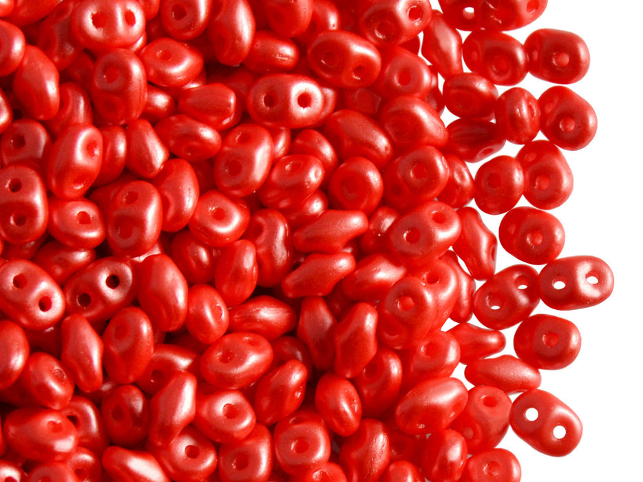 20 g 2-hole SuperDuo™ Seed Beads, 2.5x5mm, Pastel Coral Red, Czech Glass