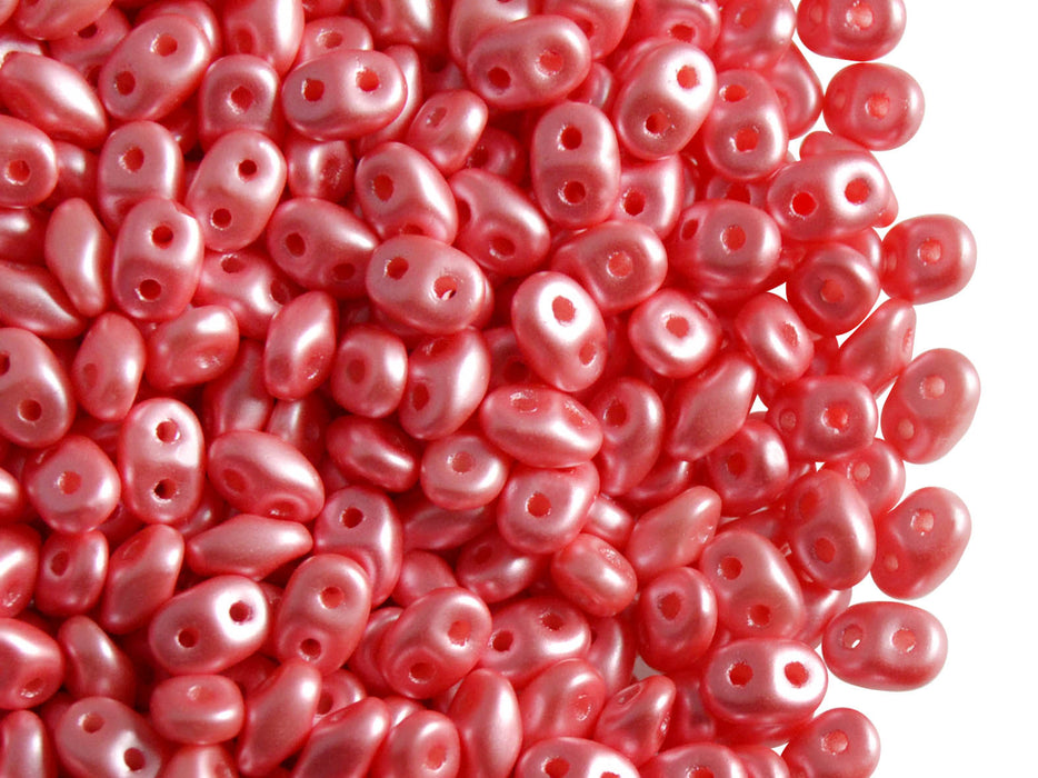 20 g 2-hole SuperDuo™ Seed Beads, 2.5x5mm, Pastel Light Coral Red, Czech Glass