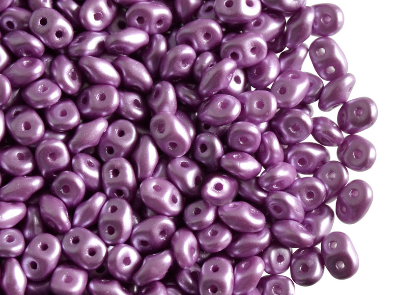 20 g 2-hole SuperDuo™ Seed Beads, 2.5x5mm, Pastel Dark Lilac, Czech Glass