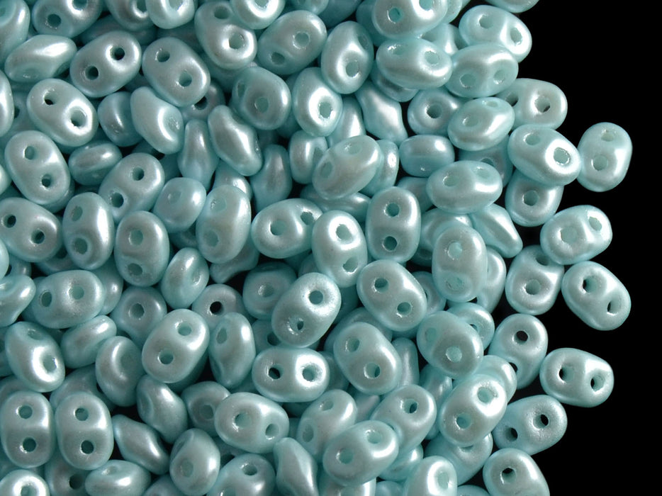 20 g 2-hole SuperDuo™ Seed Beads, 2.5x5mm, Pastel Sky Blue, Czech Glass