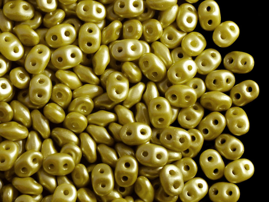 20 g 2-hole SuperDuo™ Seed Beads, 2.5x5mm, Pastel Lime Green, Czech Glass