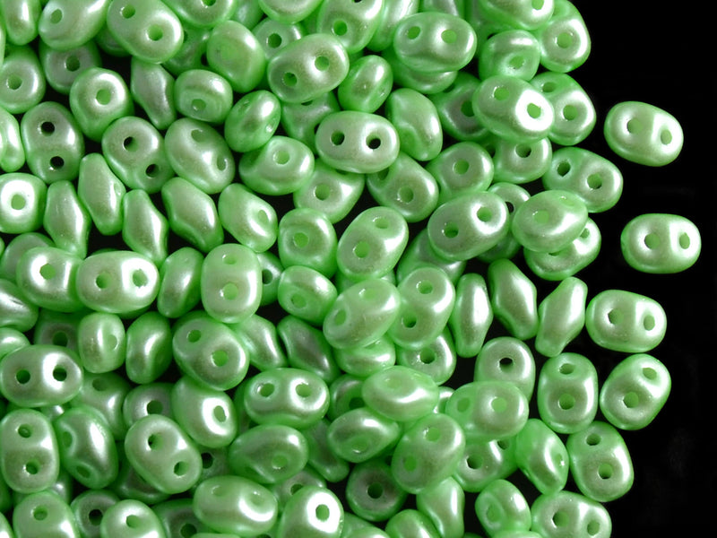 20 g 2-hole SuperDuo™ Seed Beads, 2.5x5mm, Pastel Light Chrysolite, Czech Glass