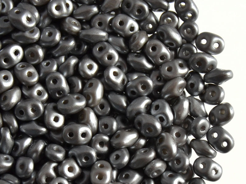 20 g 2-hole SuperDuo™ Seed Beads, 2.5x5mm, Pastel Silver, Czech Glass