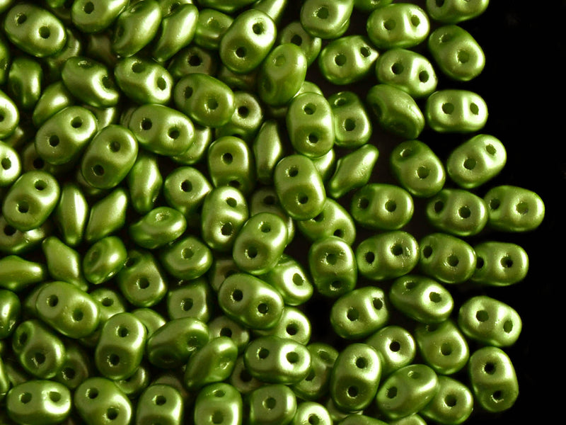 20 g 2-hole SuperDuo™ Seed Beads, 2.5x5mm, Pastel Olivine, Czech Glass