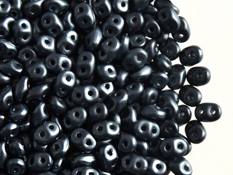 20 g 2-hole SuperDuo™ Seed Beads, 2.5x5mm, Pastel Dark Gray / Hematite (Gray), Czech Glass