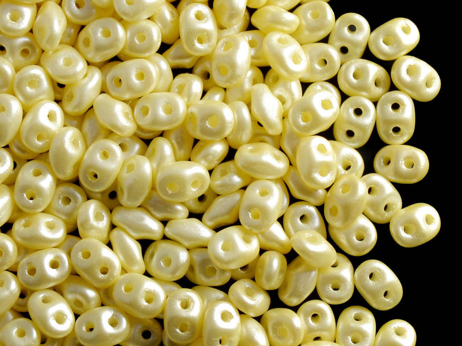 20 g 2-hole SuperDuo™ Seed Beads, 2.5x5mm, Pastel Cream, Czech Glass