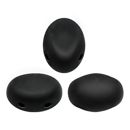 25 pcs Samos® Par Puca® Beads 5x7x3.1mm 2-Hole, Czech Glass, Jet Black Mat