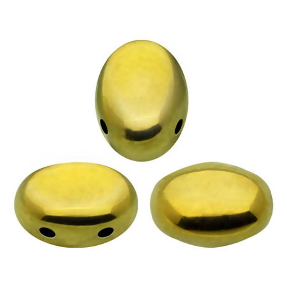 25 pcs Samos® Par Puca® Beads 5x7x3.1mm 2-Hole, Czech Glass, Full Dorado
