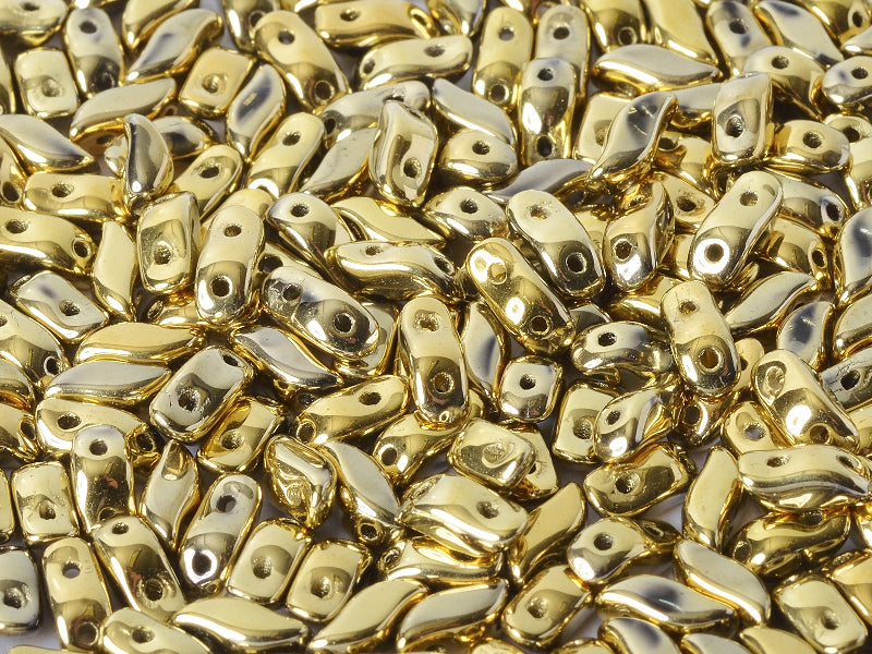 50 pcs 2-hole StormDuo® Pressed Beads, 3x7mm, Crystal Amber Full, Czech Glass