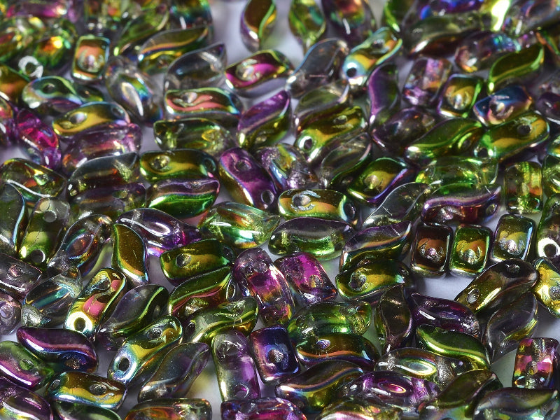 600 pcs 2-hole StormDuo® Pressed Beads, 3x7mm, Crystal Magic Orchid, Czech Glass