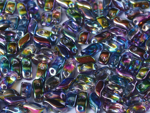 600 pcs 2-hole StormDuo® Pressed Beads, 3x7mm, Crystal Magic Blue, Czech Glass