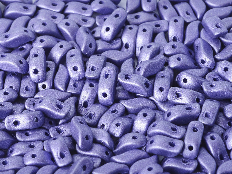 600 pcs 2-hole StormDuo® Pressed Beads, 3x7mm, Alabaster Metallic Violet, Czech Glass