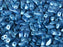 50 pcs 2-hole StormDuo® Pressed Beads, 3x7mm, Alabaster Metallic Sea Blue, Czech Glass