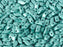 600 pcs 2-hole StormDuo® Pressed Beads, 3x7mm, Alabaster Metallic Emerald, Czech Glass