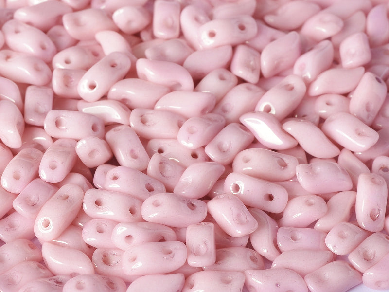 600 pcs 2-hole StormDuo® Pressed Beads, 3x7mm, Chalk White Lila Luster, Czech Glass