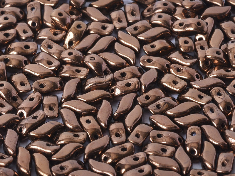 50 pcs 2-hole StormDuo® Pressed Beads, 3x7mm, Jet Bronze, Czech Glass