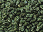 50 pcs 2-hole StormDuo® Pressed Beads, 3x7mm, Jet Green Luster, Czech Glass