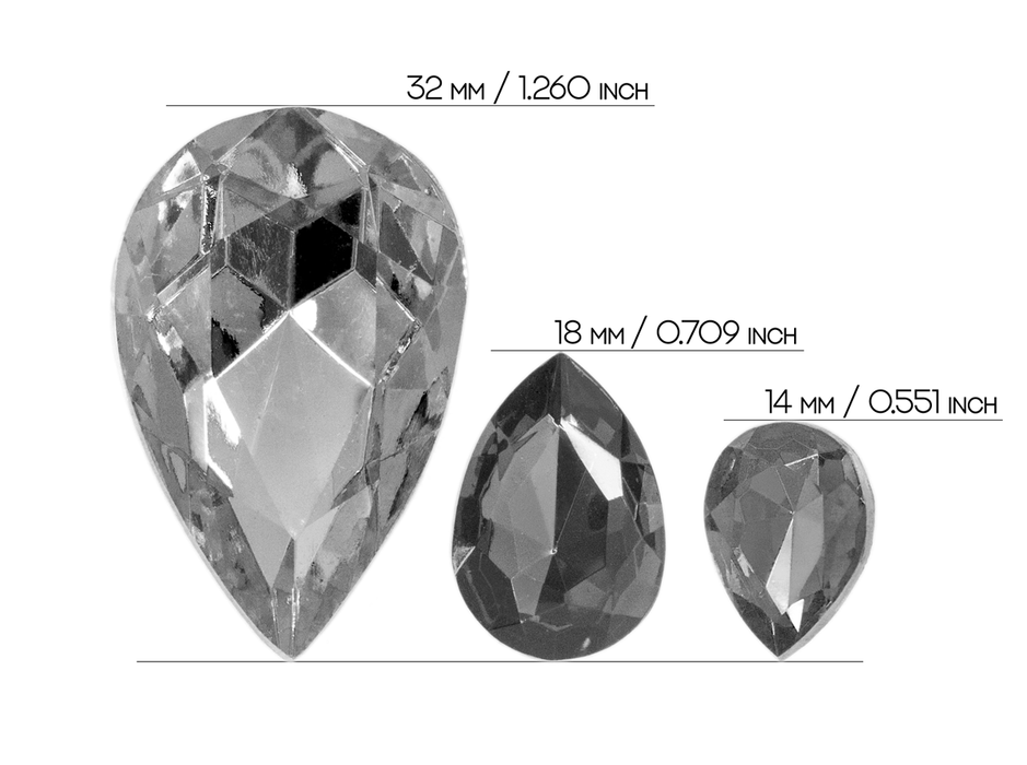1 pc Imitation Crystal Stone Teardrop, 18x13mm, Aquamarine, One Side Gold Foiled, Czech Glass
