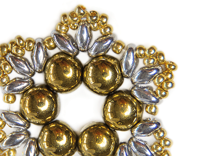 Exclusive DIY Beading Kit For Making Jewelry Snowflake 2pcs, Gold Silver, Czech Glass Beads