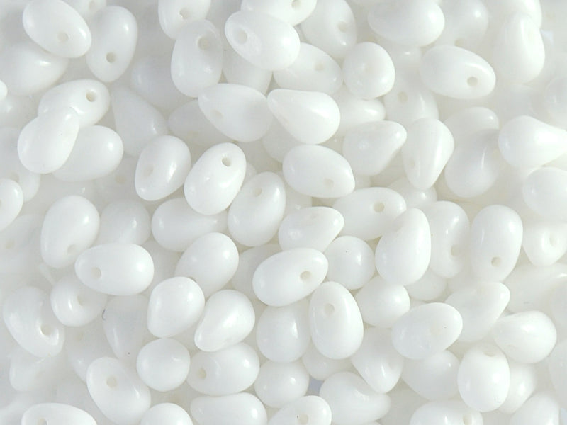 60 pcs Teardrop Small Glass Beads, 4x6mm, White Chalk, Czech Glass