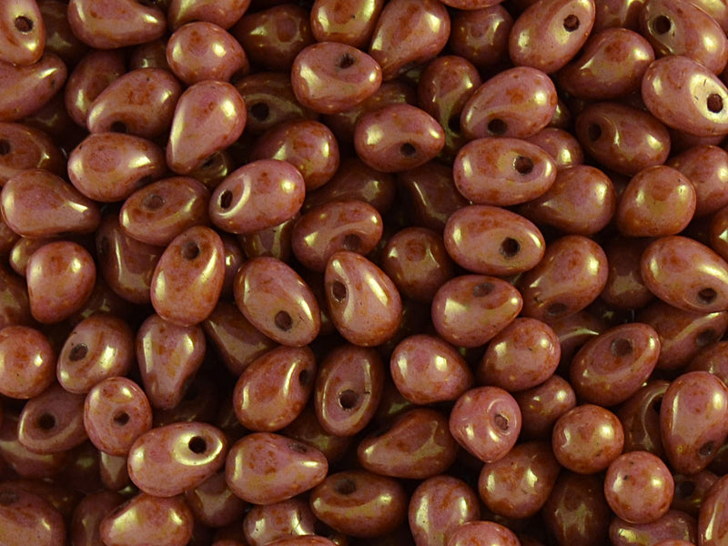 60 pcs Teardrop Small Glass Beads, 4x6mm, Chalk White Red Glaze, Czech Glass