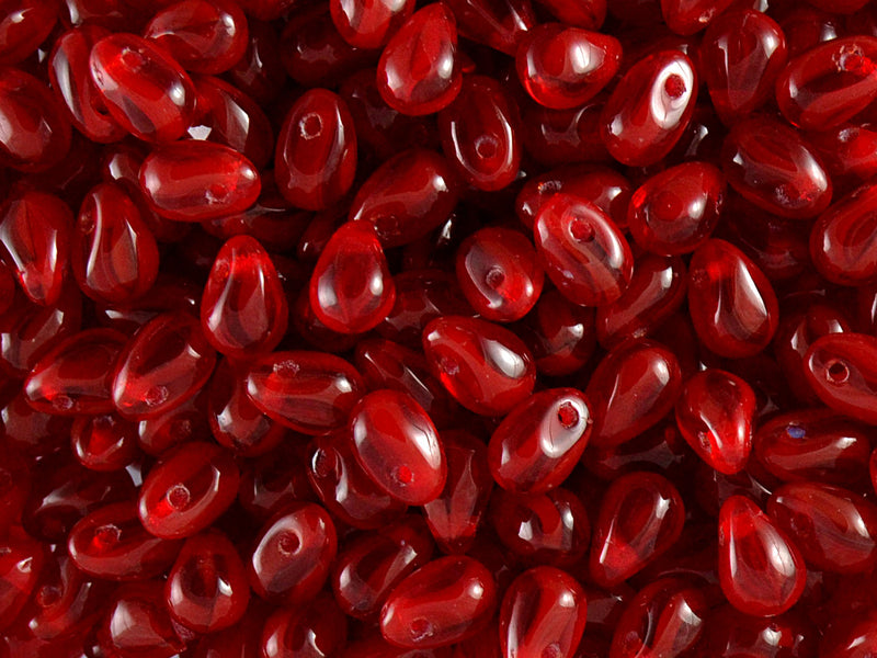 60 pcs Teardrop Small Glass Beads, 4x6mm, Opal Red, Czech Glass