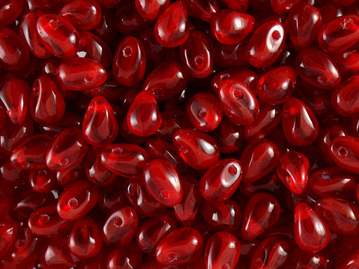 60 pcs Teardrop Small Glass Beads, 4x6mm, Opal Red, Czech Glass