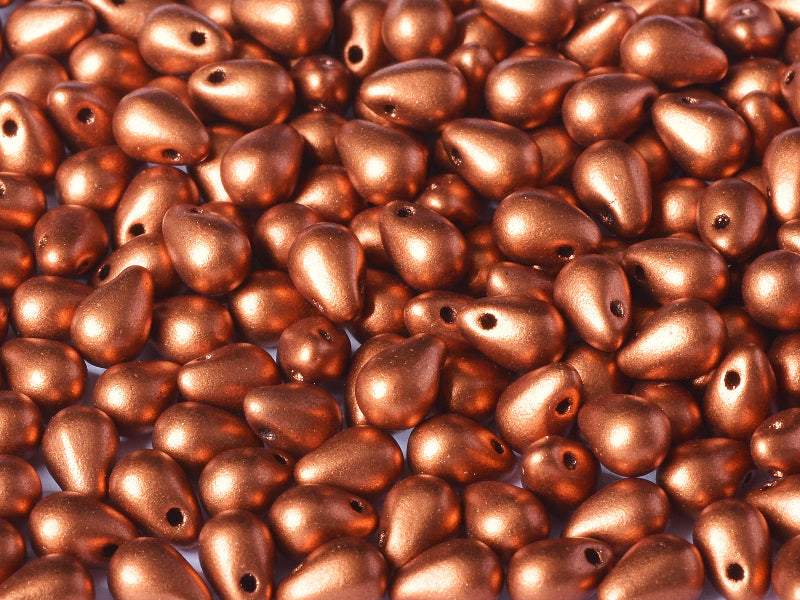 60 pcs Teardrop Small Glass Beads, 4x6mm, Copper, Czech Glass
