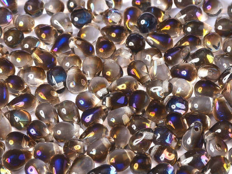 60 pcs Teardrop Small Glass Beads, 4x6mm, Crystal Azuro, Czech Glass