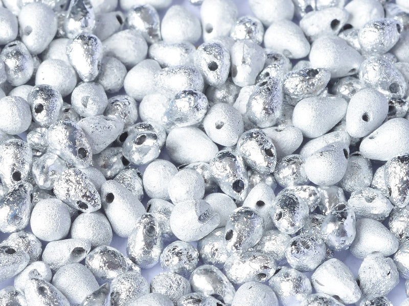 60 pcs Teardrop Small Glass Beads, 4x6mm, Crystal Etched Labrador Full, Czech Glass