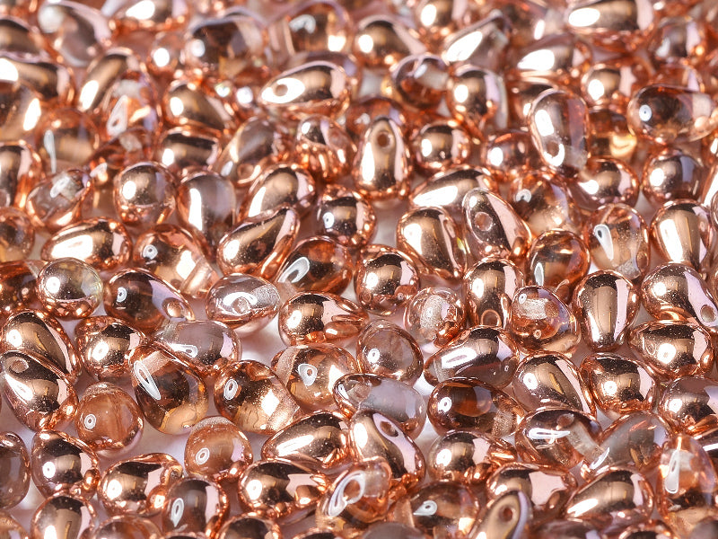 60 pcs Teardrop Small Glass Beads, 4x6mm, Crystal Capri Gold, Czech Glass