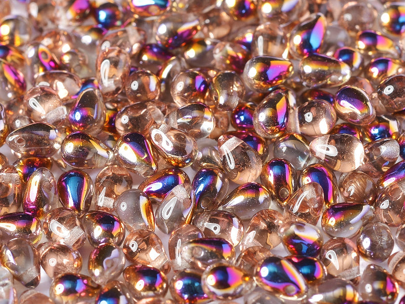60 pcs Teardrop Small Glass Beads, 4x6mm, Crystal Sliperit, Czech Glass