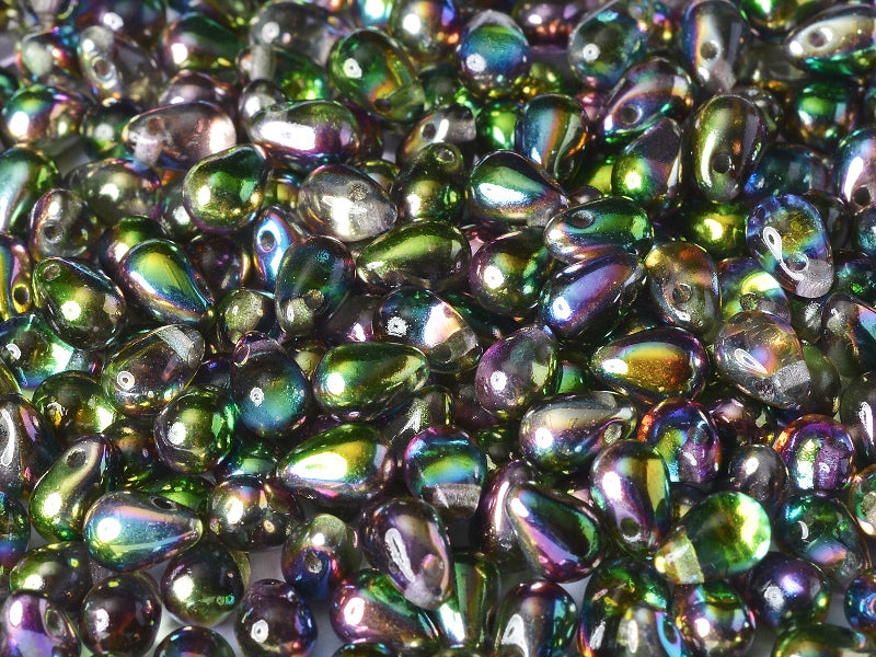 60 pcs Teardrop Small Glass Beads, 4x6mm, Crystal Magic Orchid, Czech Glass