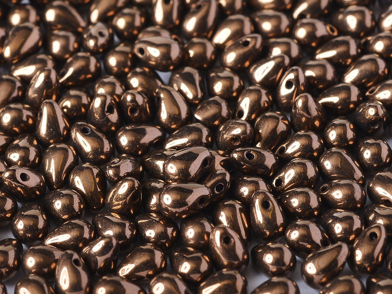 60 pcs Teardrop Small Glass Beads, 4x6mm, Jet Bronze, Czech Glass