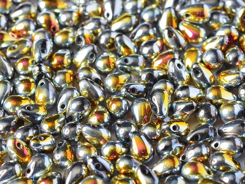 60 pcs Teardrop Small Glass Beads, 4x6mm, Jet Full Marea, Czech Glass