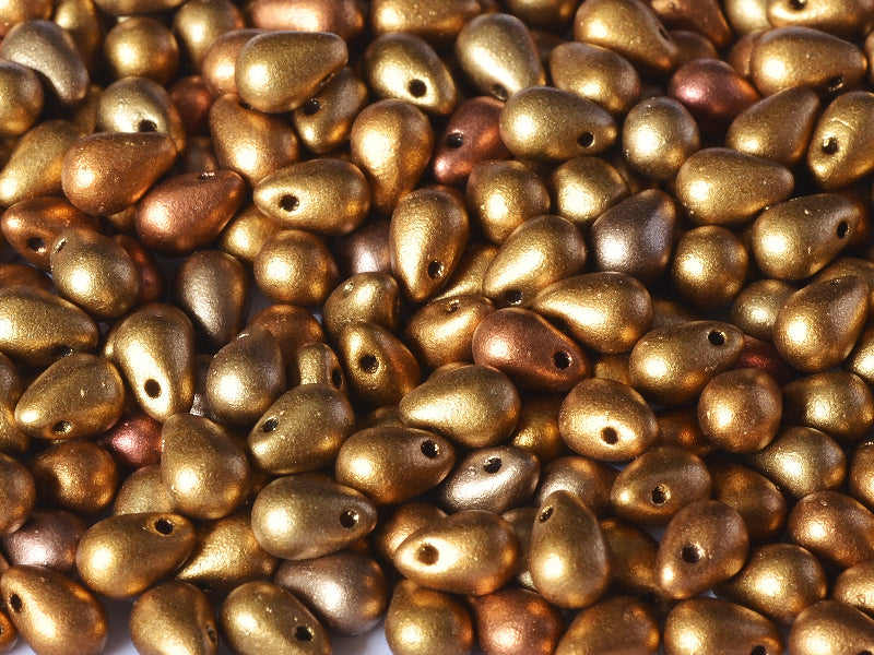 60 pcs Teardrop Small Glass Beads, 4x6mm, Metallic Mix, Czech Glass