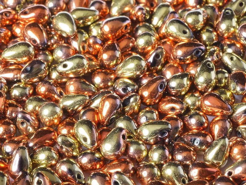 60 pcs Teardrop Small Glass Beads, 4x6mm, Jet California Gold Rush, Czech Glass
