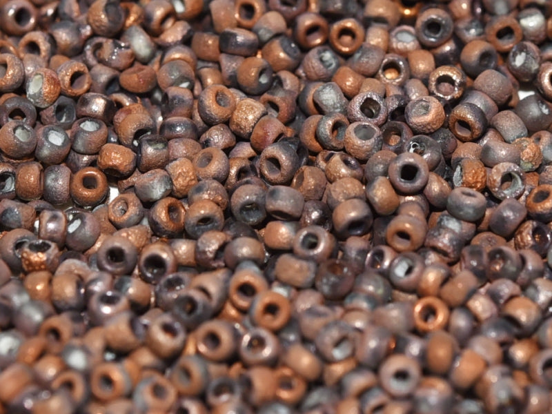 Etched Seed Beads 8/0 Crystal Etched Sunset Full Dark Czech Glass Multicolored Orange