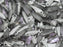 Dagger Beads 3x11 mm Crystal Etched Vitrail Light Czech Glass Grey Purple Multicolored