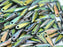 Dagger Beads 3x11 mm Jet Etched Full Vitrail Czech Glass Multicolored