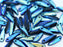 Dagger Beads 3x11 mm Jet Etched AB Full Czech Glass Blue Multicolored