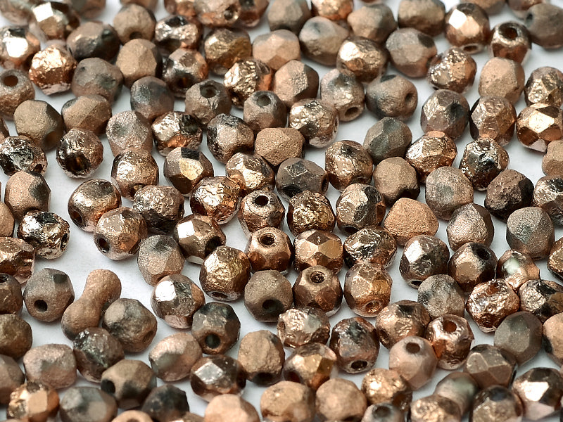 Fire Polished Beads 6 mm Crystal Etched Capri Gold Full Czech Glass Gold