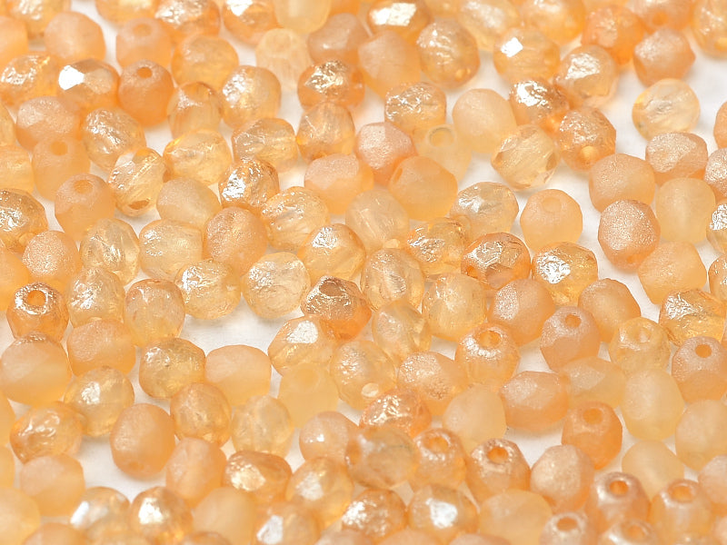 Fire Polished Beads 6 mm Crystal Etched Celsian Full Czech Glass Multicolored Orange