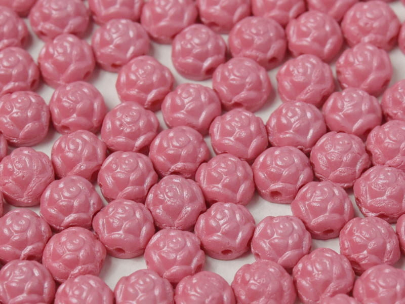 30 pcs Rosetta Cabochons, 6mm, 2-Hole, Czech Glass, Alabaster Powder Rose