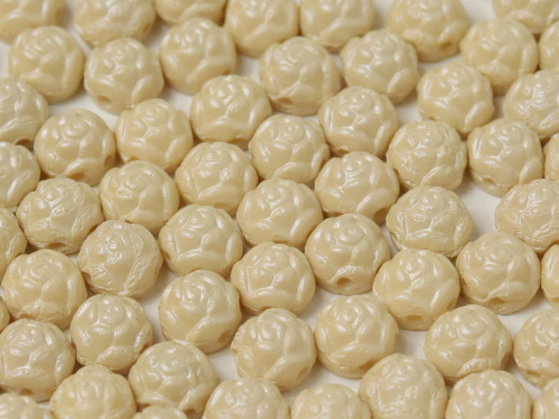 30 pcs Rosetta Cabochons, 6mm, 2-Hole, Czech Glass, Alabaster Powder Cream