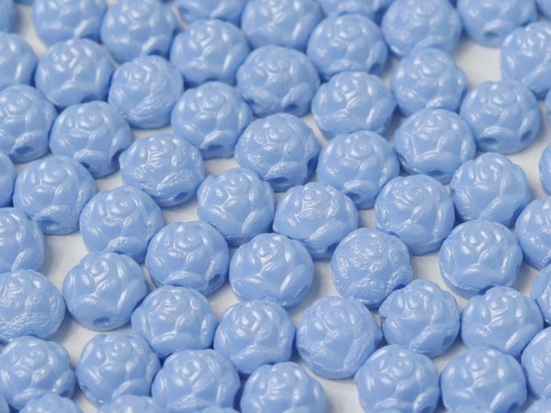 30 pcs Rosetta Cabochons, 6mm, 2-Hole, Czech Glass, Alabaster Pastel Blue