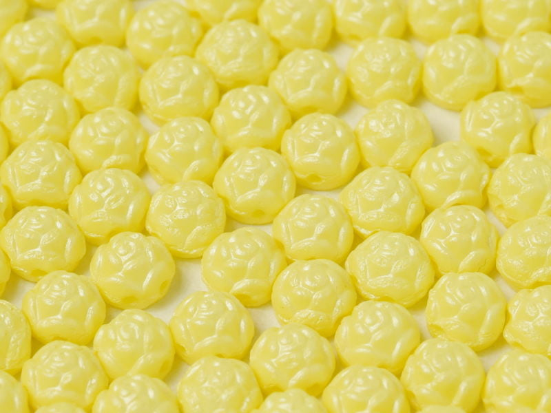 30 pcs Rosetta Cabochons, 6mm, 2-Hole, Czech Glass, Alabaster Pastel Yellow