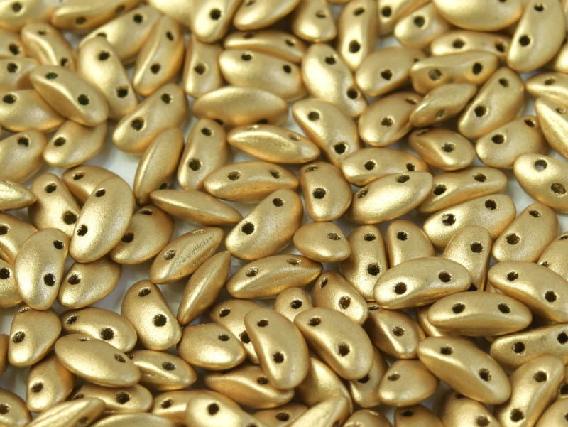 50 pcs MobyDuo® Beads, 3x8mm, 2-Hole, Czech Glass, Aztec Gold