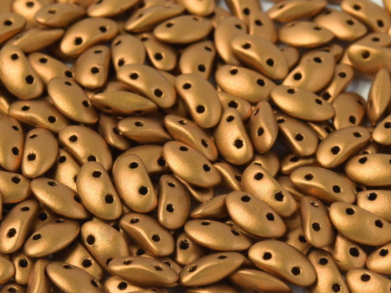 300 pcs MobyDuo® Beads, 3x8mm, 2-Hole, Czech Glass, Brass Gold