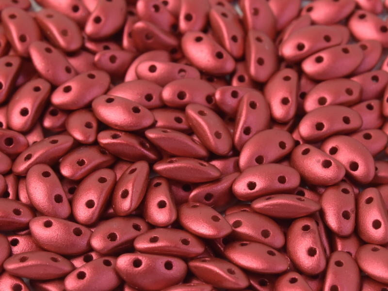 50 pcs MobyDuo® Beads, 3x8mm, 2-Hole, Czech Glass, Lava Red
